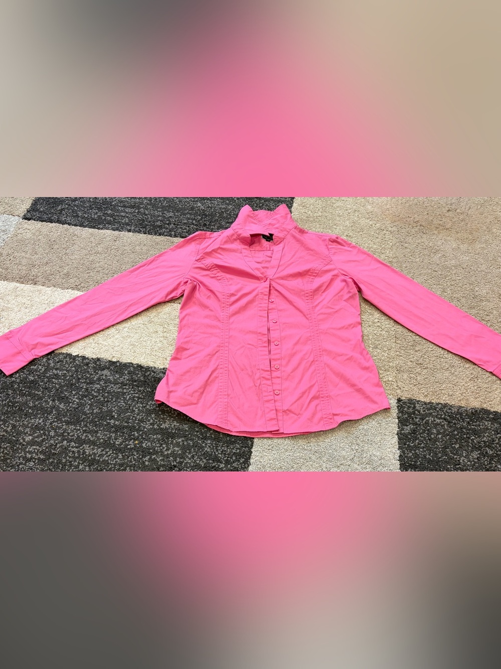 Express Essential Shirt Original Fit Shirt Size M Pink Solid Stretch